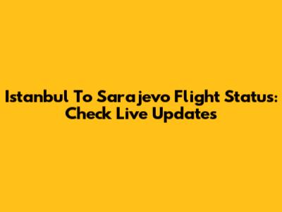 Istanbul To Sarajevo Flight Status: Check Live Updates
